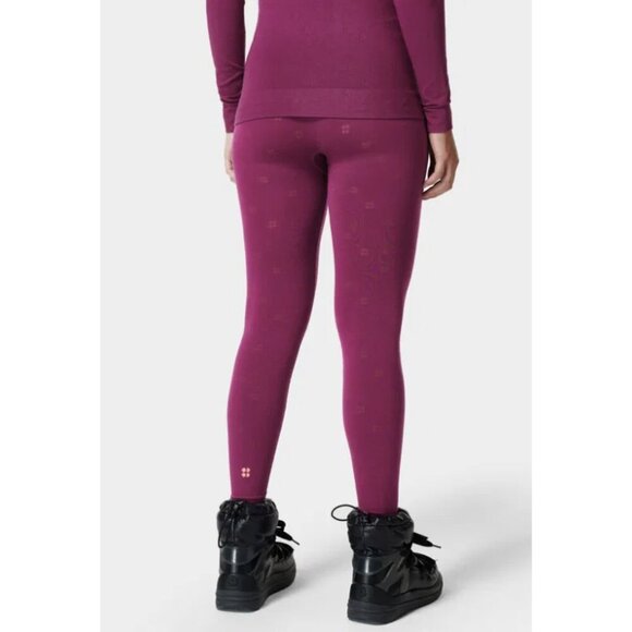 SWEATY BETTY Modal Dot Jacquard Base Layer Leggings in Amaranth Pink - Size S - Picture 2 of 16